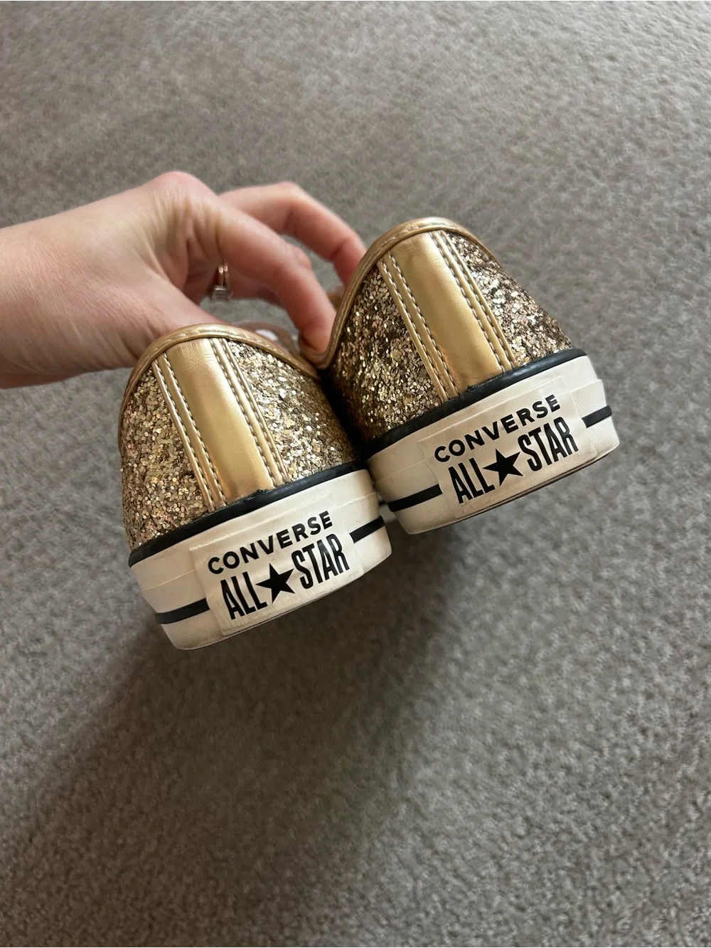 Chunky Gold Glitter Lowtop Converse - Picture 5 of 8